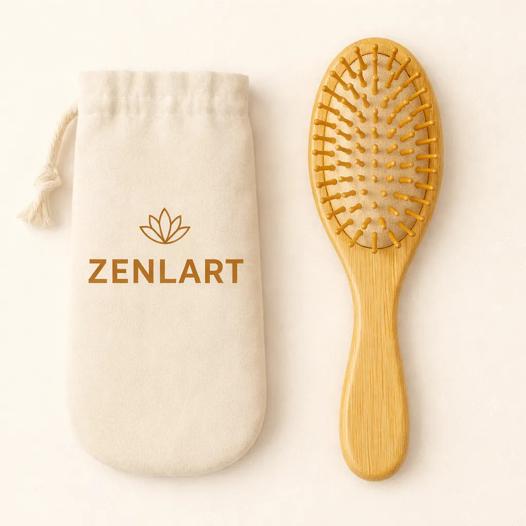 Kit Escova e Pentes de Madeira com Bag Zenlart
