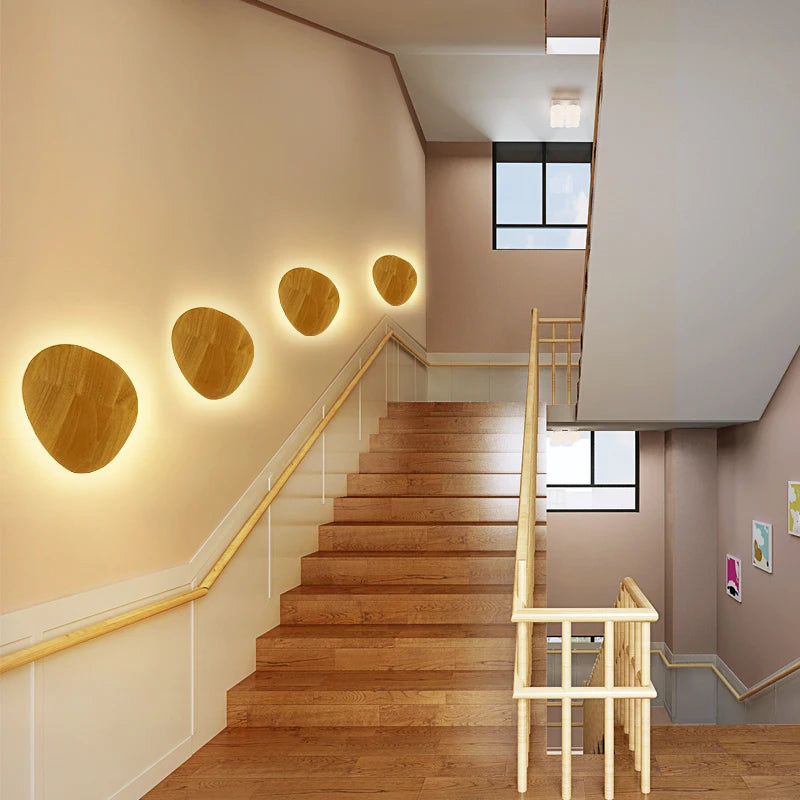 Luminária Orgânica Moderna de Madeira para Parede com LED