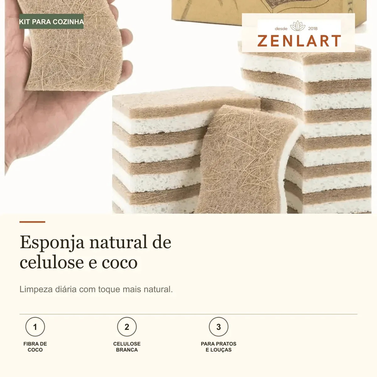 Kit 4 Esponjas Naturais de Celulose e Fibra de Coco Zenlart — imagem 12