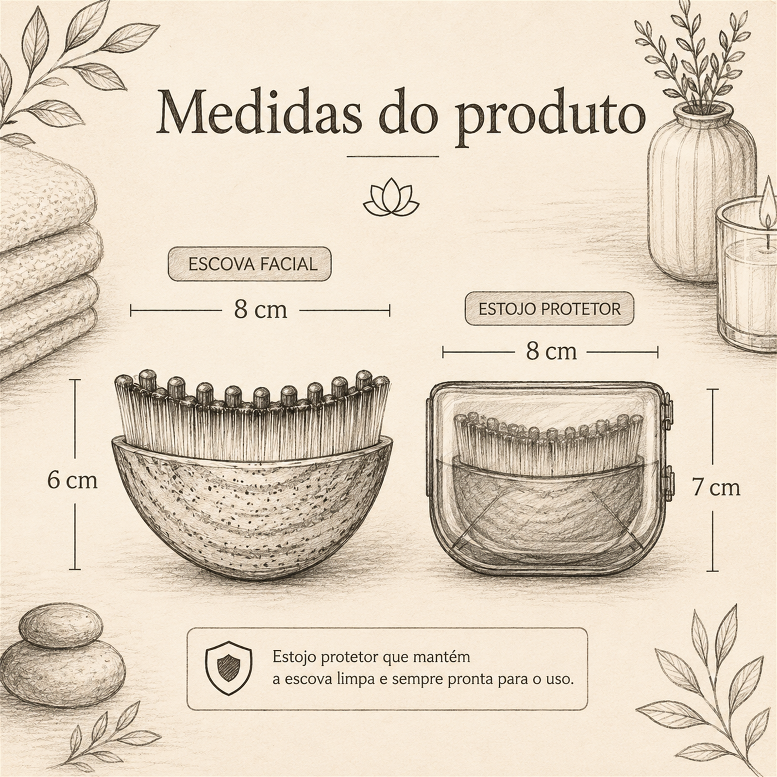 Medidas da escova facial Zenlart