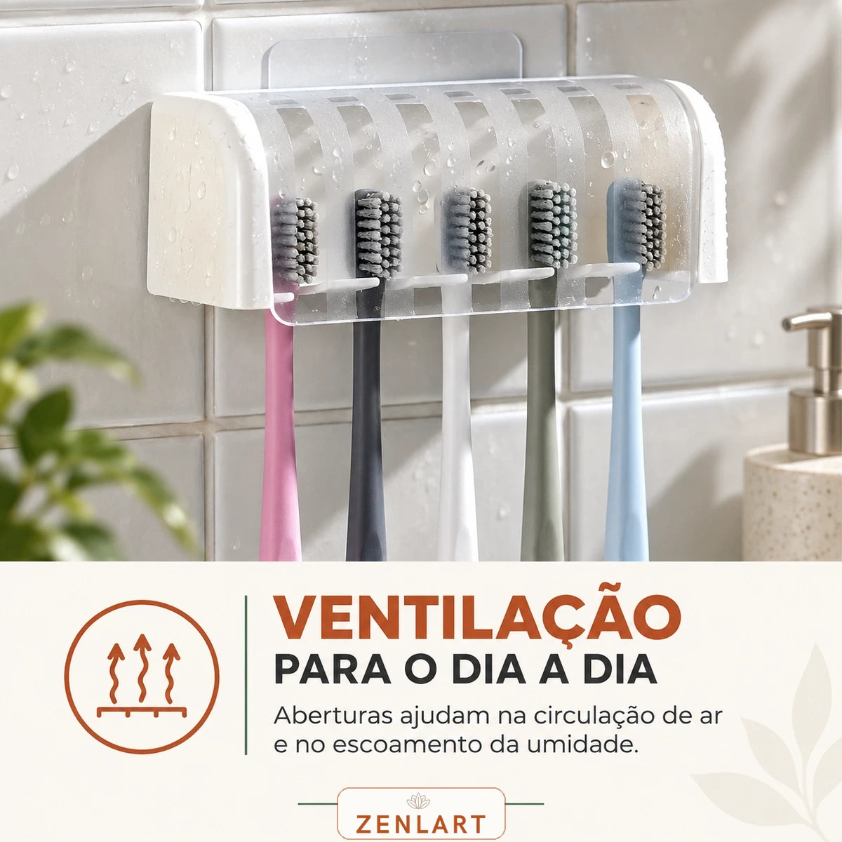 Aberturas de ventilação do suporte porta escova de dente Zenlart