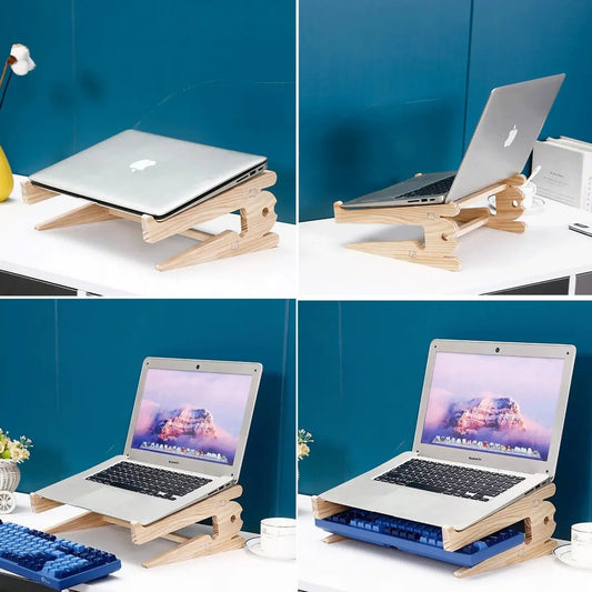 Imagem 4 de 5 de Suporte Notebook Cooler Madeira Ergonômico Durável Madeira