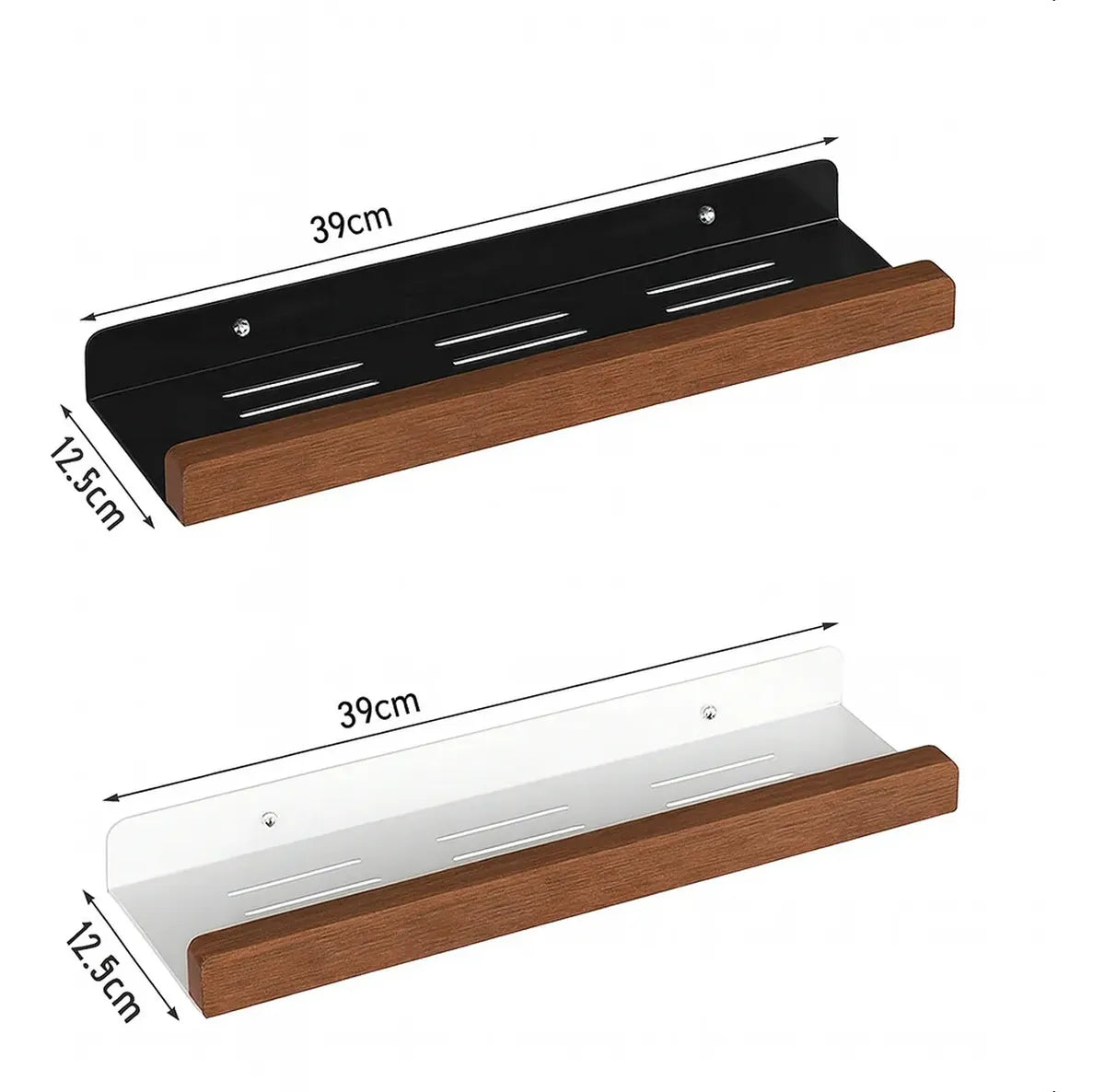 Cor: Preta | Prateleira Nicho de Madeira e Inox Zenlart