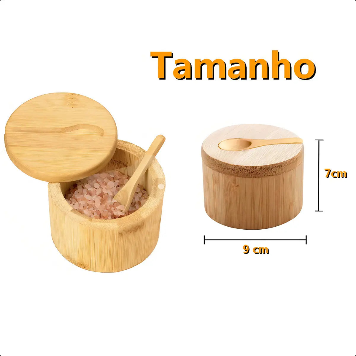 Imagem 5 de 8 de Saleiro Pote Sal Tempero Cozinha Bambu Essencial Zenlart Bambu
