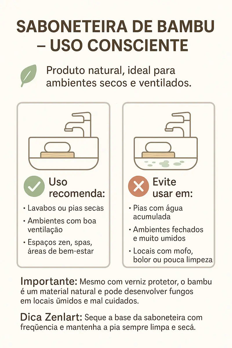 Saboneteira de Bambu para Banheiro Zenlart