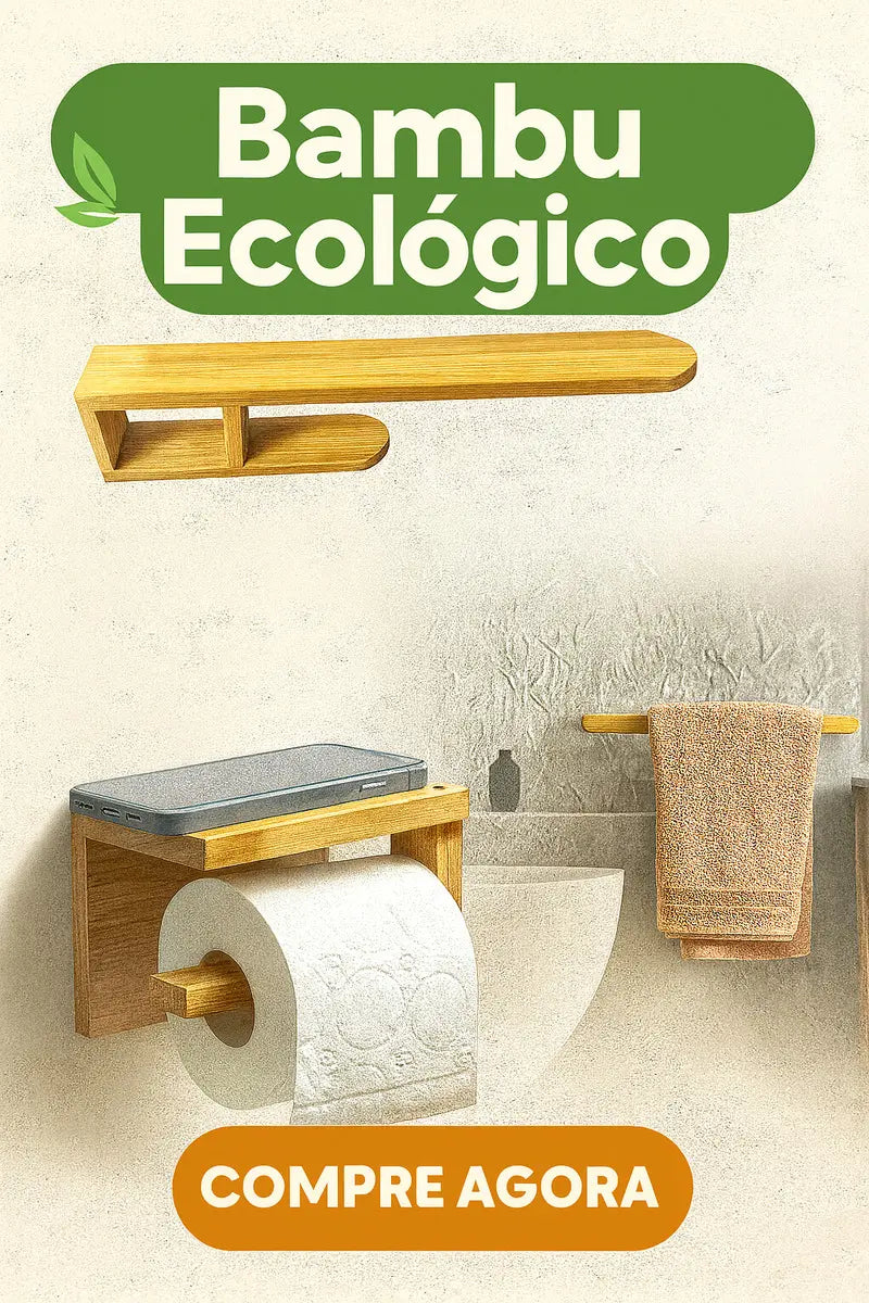 Imagem 2 de 7 de Suporte Toalha E Papel Higiênico 100% Bambu - Zenlart Bambu