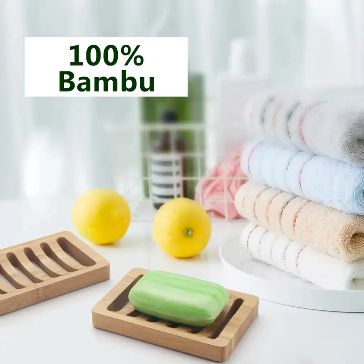 Saboneteira de Bambu para Banheiro Zenlart
