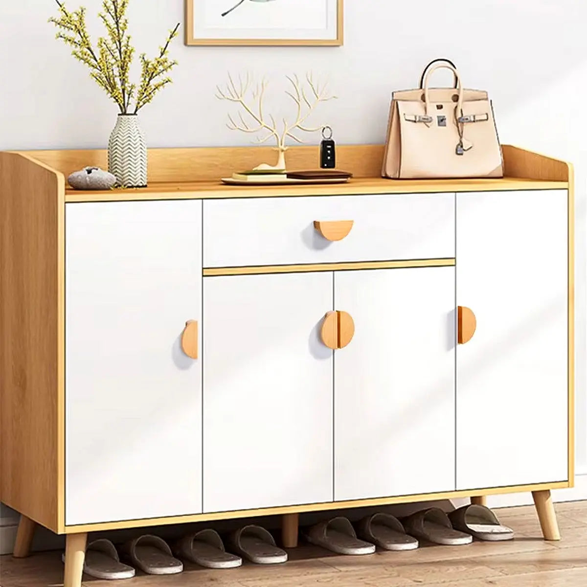 Imagem 3 de 6 de 2x Puxadores Meia Lua Zenlart 64mm Madeira Maciça Beech Beech Meia Lua