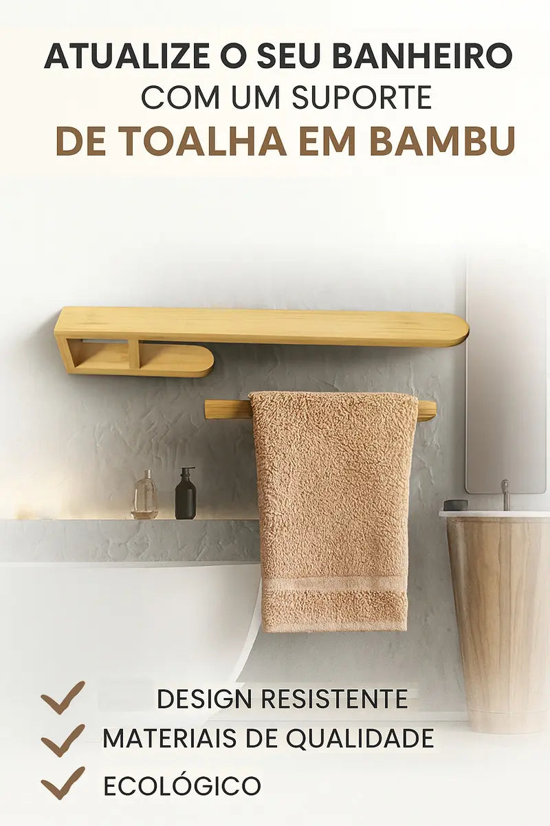 Imagem 4 de 7 de Suporte Toalha E Papel Higiênico 100% Bambu - Zenlart Bambu