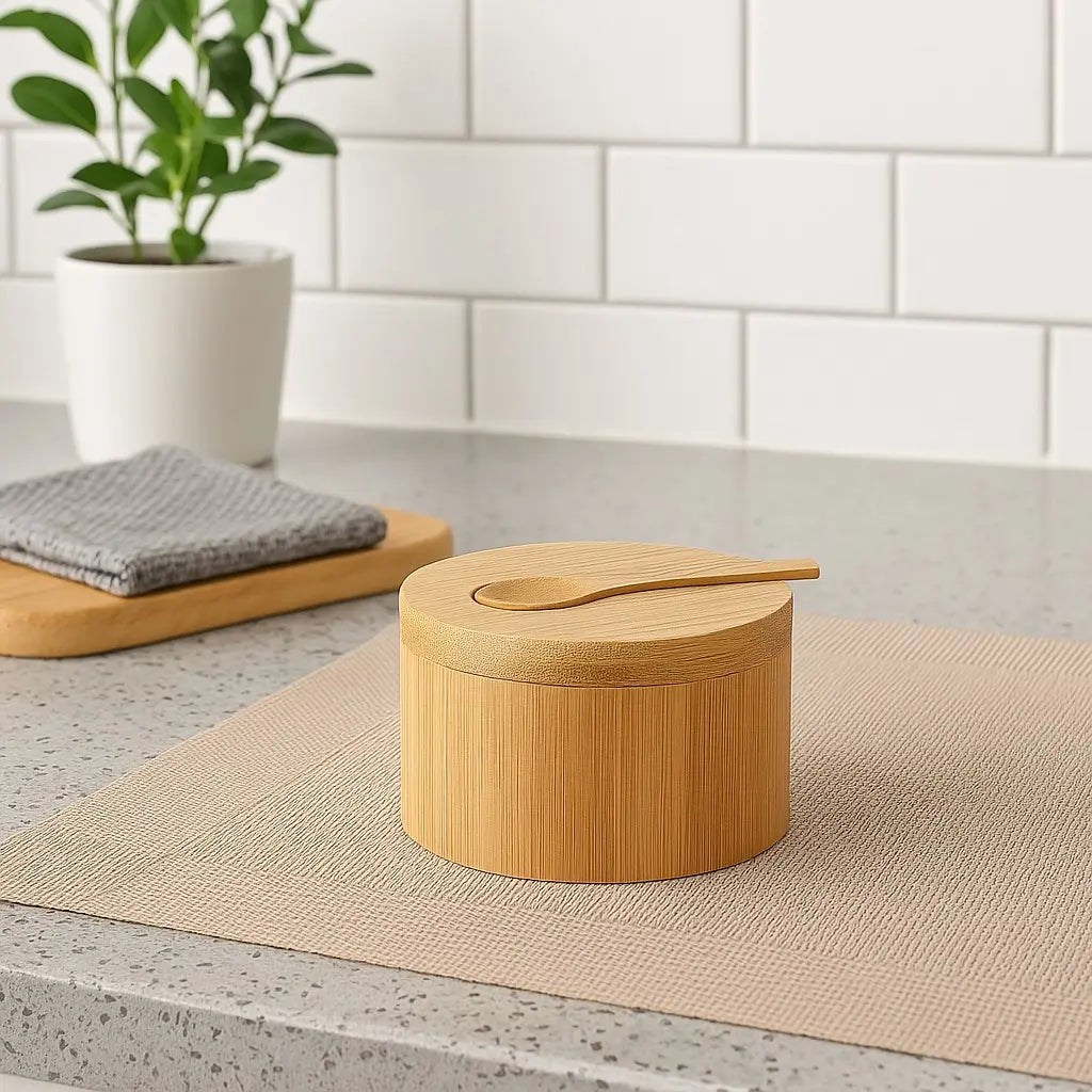 Imagem 3 de 8 de Saleiro Pimenteiro Cozinha Bambu Ecológico Zenlart