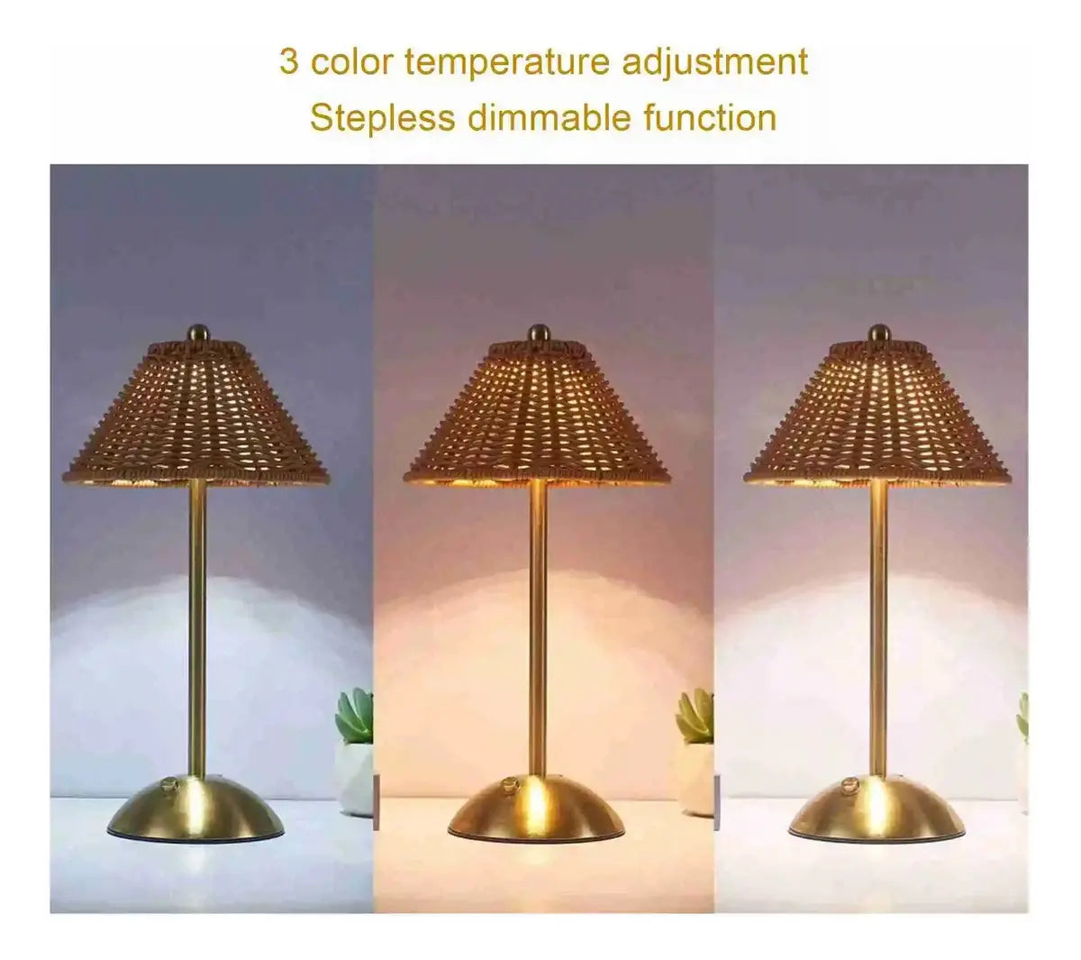 Imagem 5 de 7 de Luminária De Mesa Zenlart Abajur Bohemian Cobre Rattan