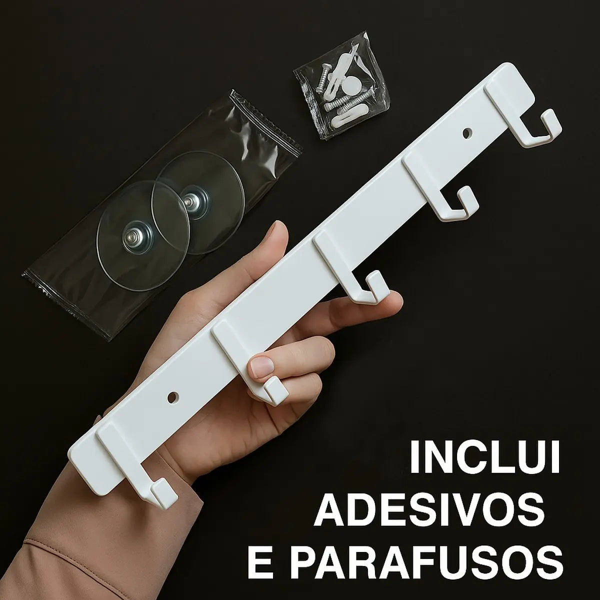 Cor: Branco | Cabideiro de Aluminio Minimalista Zenlart