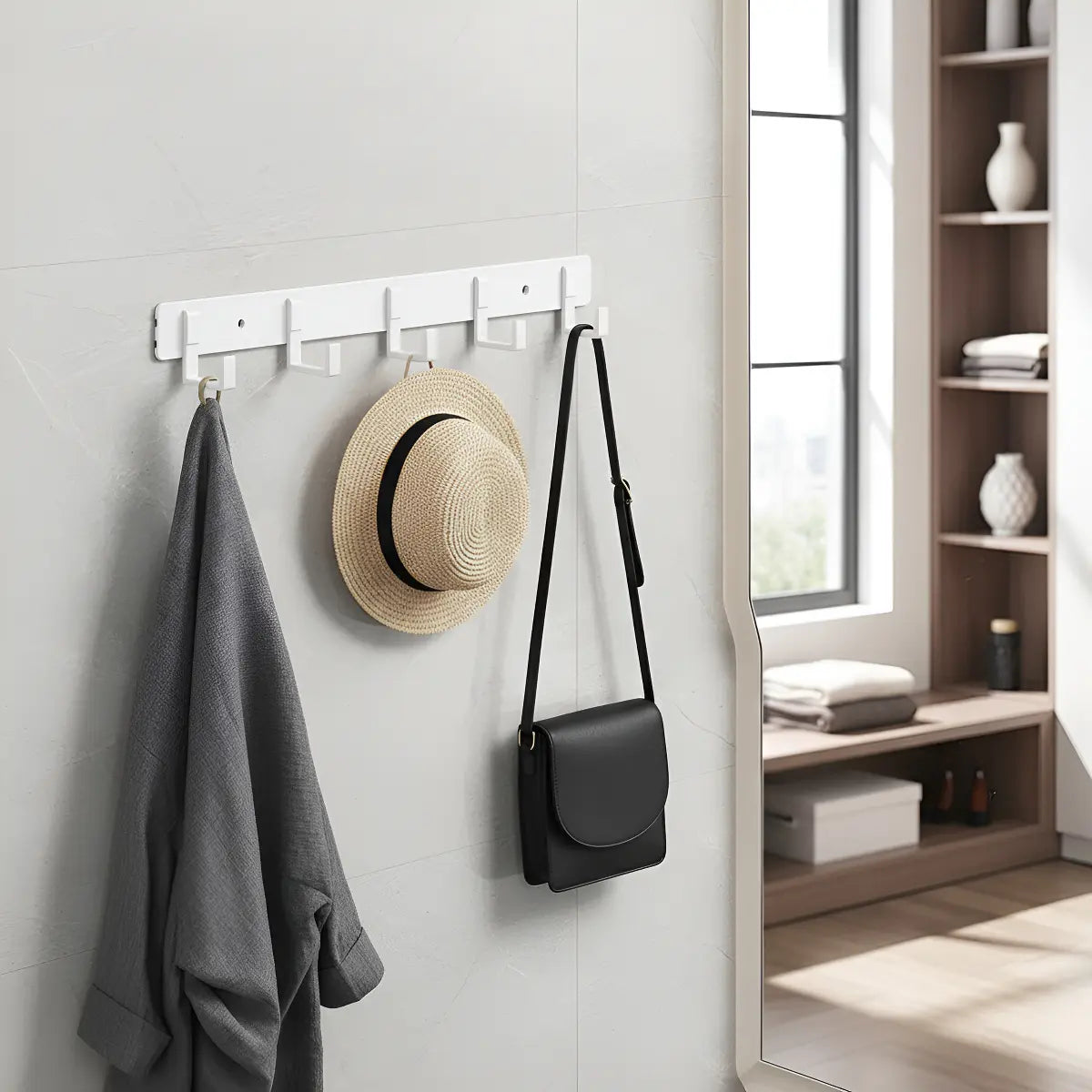 Cor: Branco | Cabideiro de Aluminio Minimalista Zenlart