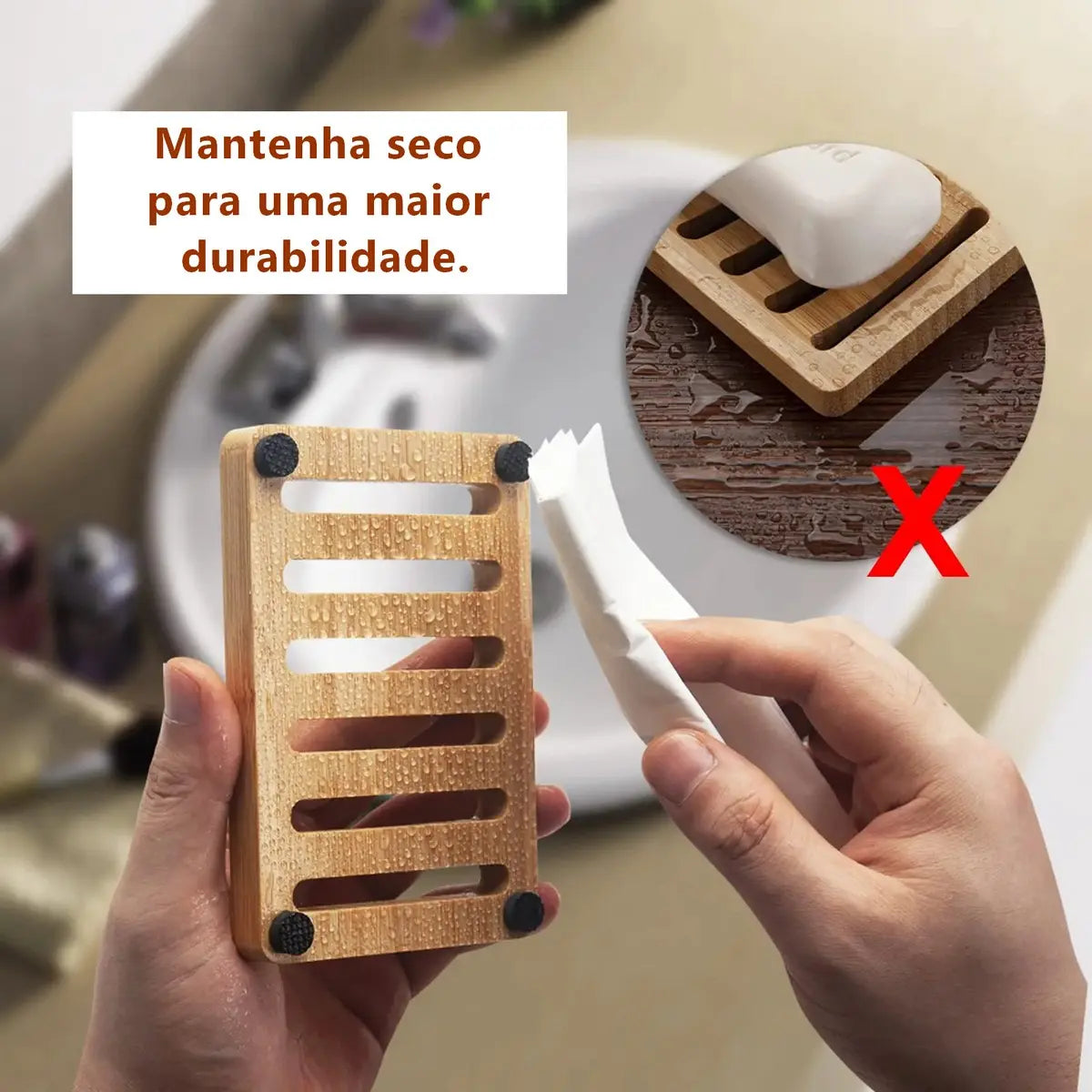 Saboneteira de Bambu para Banheiro Zenlart