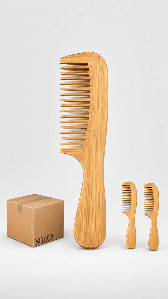 Kit com 10 Pentes de Madeira Faia Zenlart Antifrizz