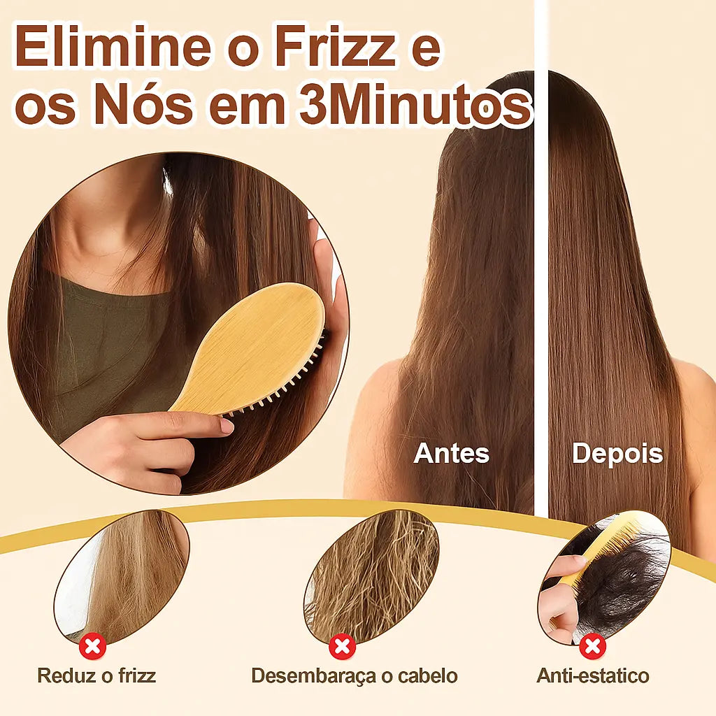 Escova de Cabelo de Bambu Zenlart