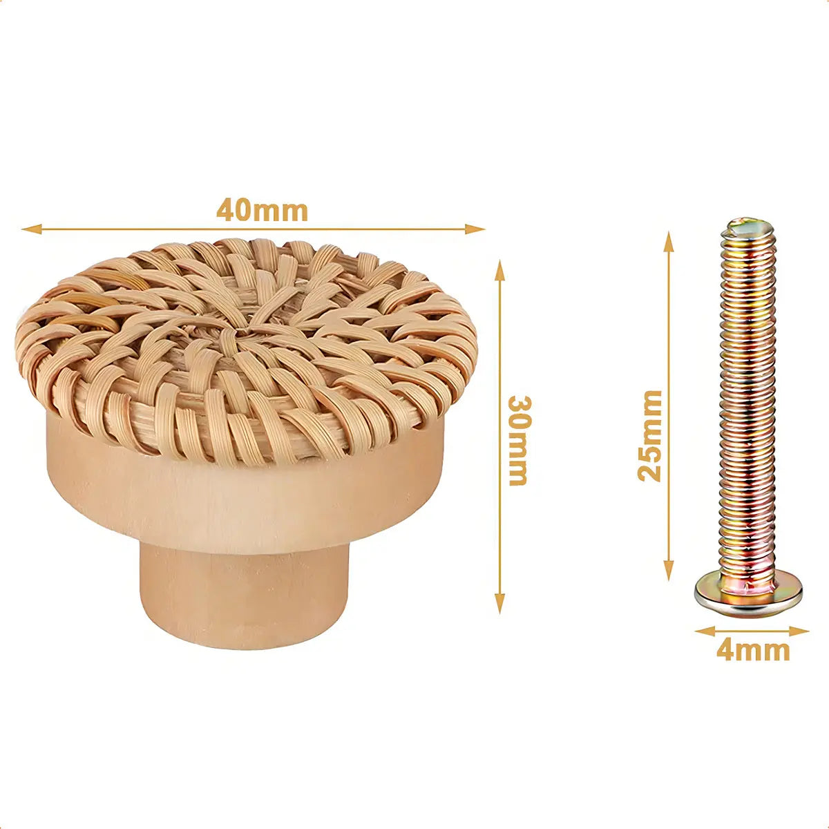 Imagem 7 de 9 de 10 Puxadores para Armário Móveis Rattan Madeira Boho Minimalista