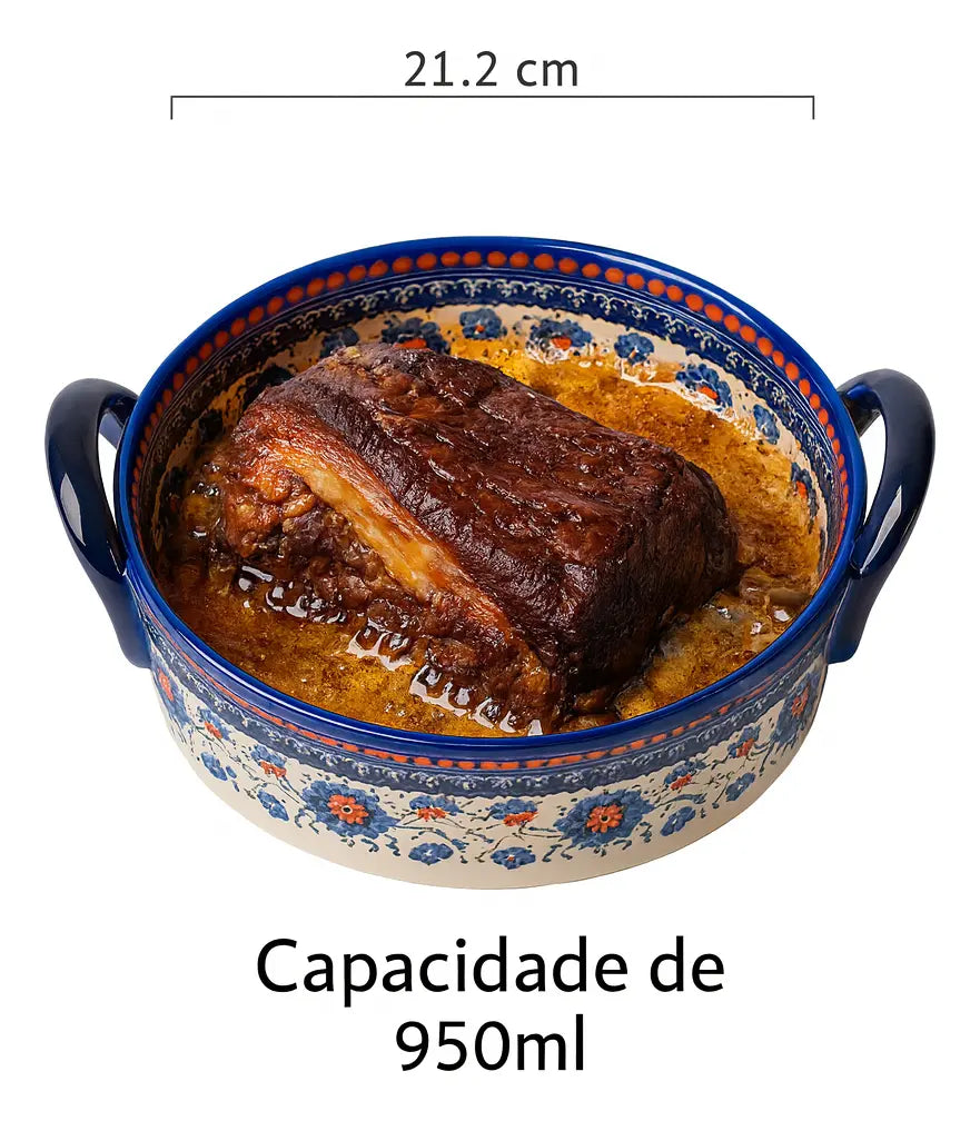 Imagem 6 de 8 de Assadeira Para Forno De Cerâmica 1l Zenlart Azul