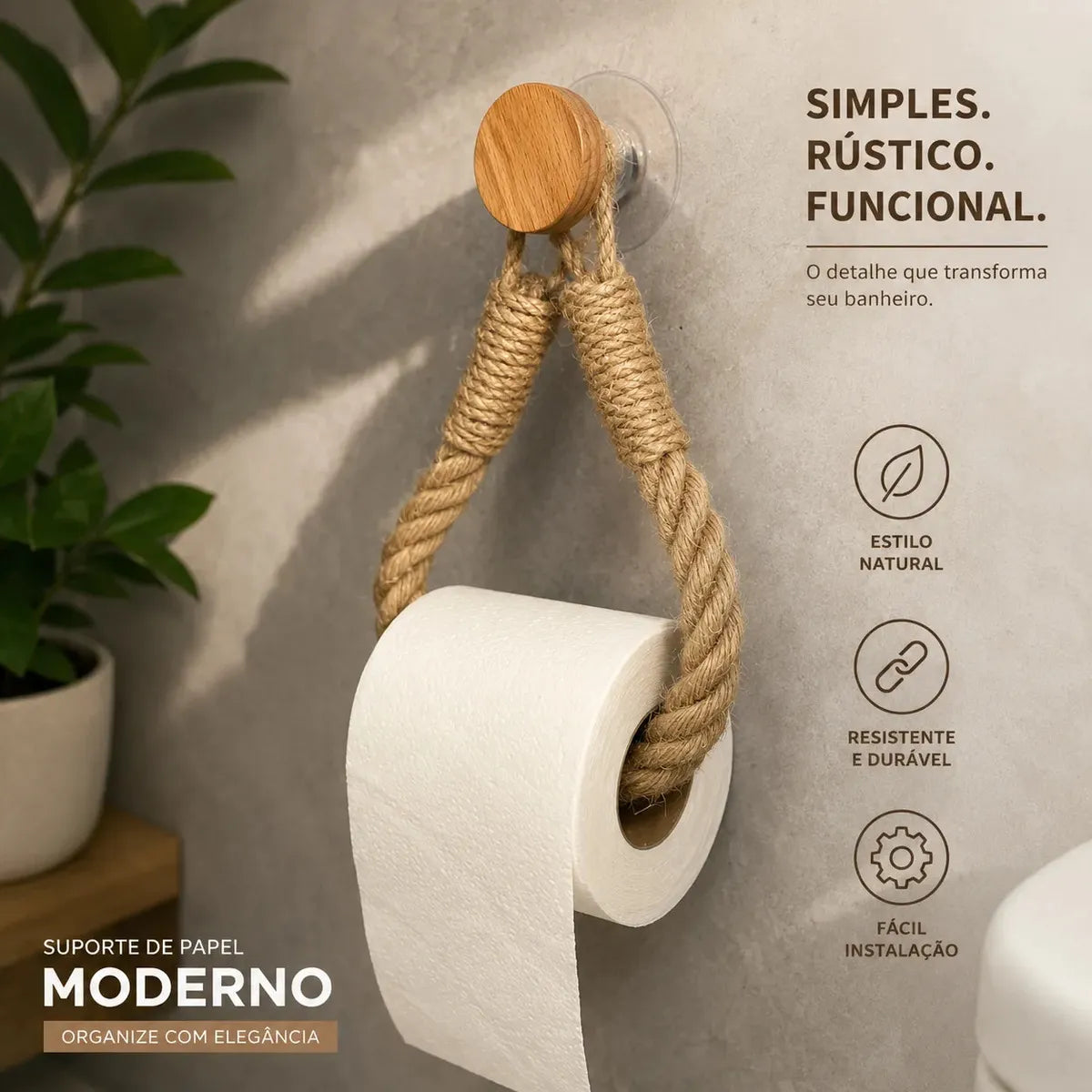 Imagem 3 de 8 de Porta Papel Higiênico Artesanal Rústico De Corda Canhâmo