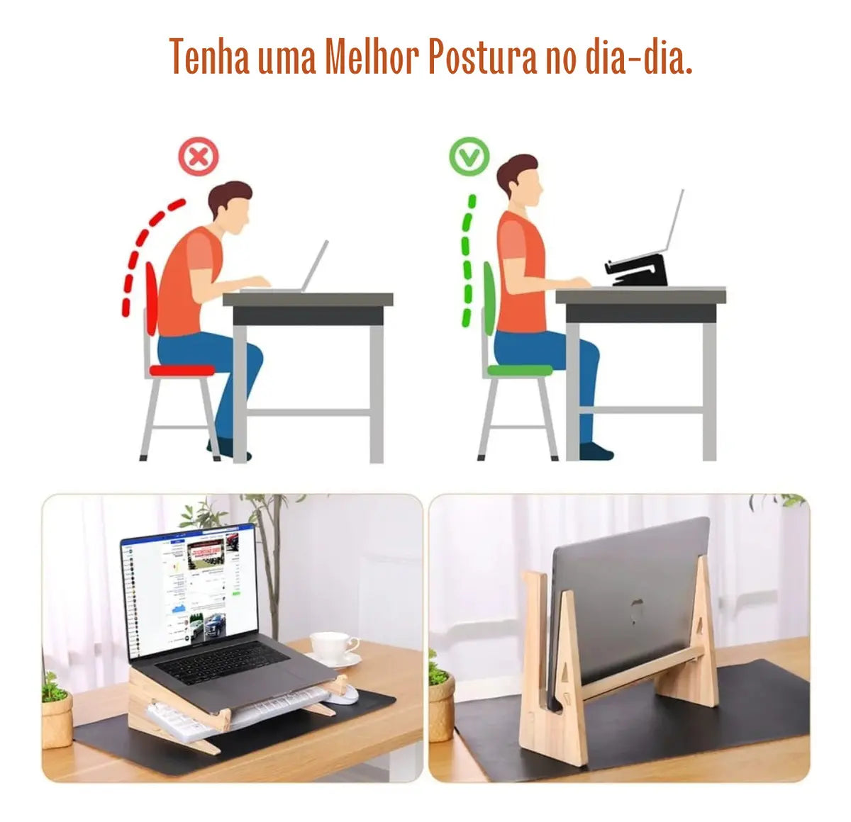 Imagem 5 de 7 de Suporte Regulável Vertical Notebook Madeira Zenlart Madeira