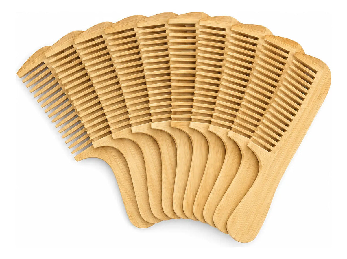 Kit com 10 Pentes de Madeira Faia Zenlart Antifrizz