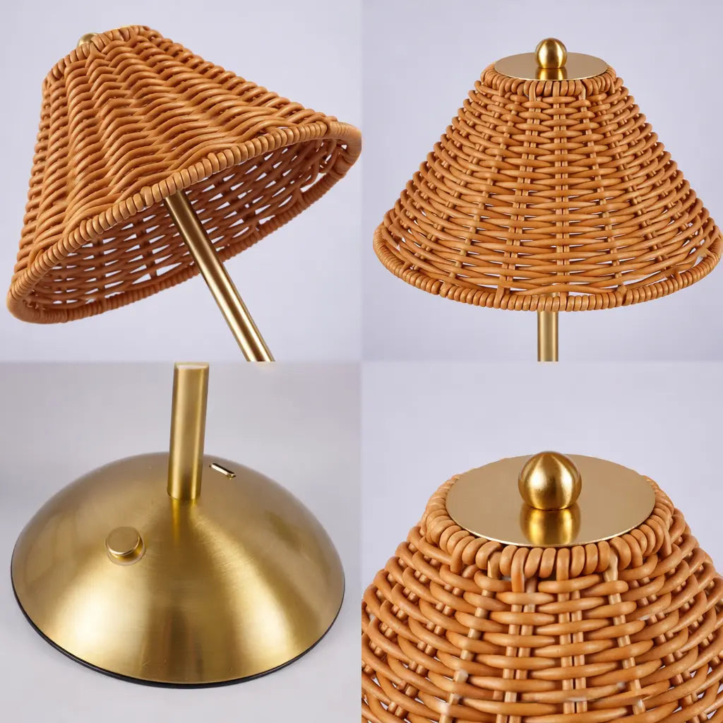 Imagem 2 de 7 de Luminária De Mesa Zenlart Abajur Bohemian Cobre Rattan