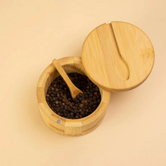 Imagem 6 de 8 de Saleiro Pimenteiro Cozinha Bambu Ecológico Zenlart