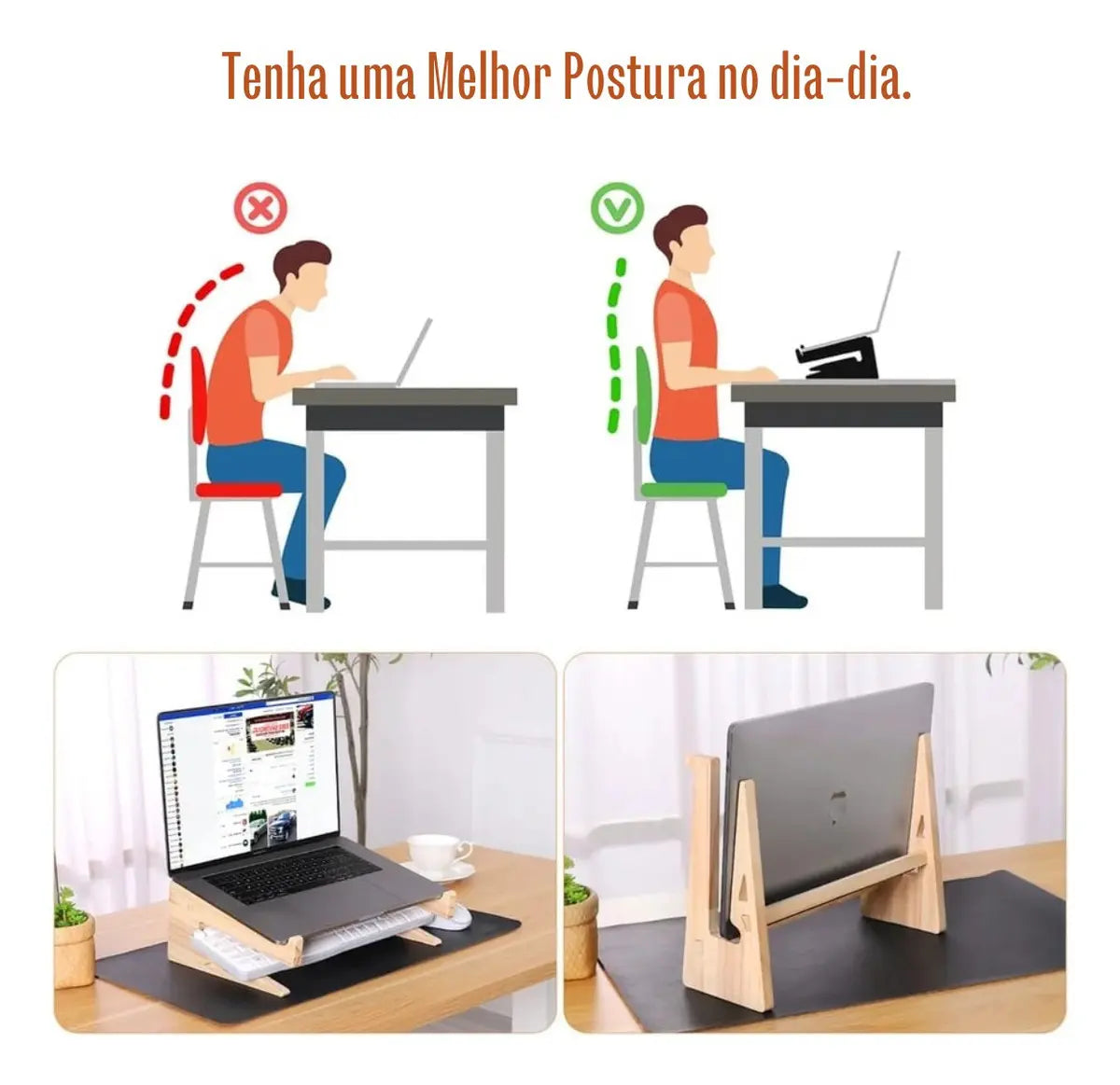 Imagem 3 de 5 de Suporte Notebook Cooler Madeira Ergonômico Durável Madeira