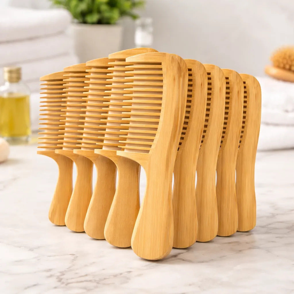 Kit com 10 Pentes de Madeira Faia Zenlart Antifrizz