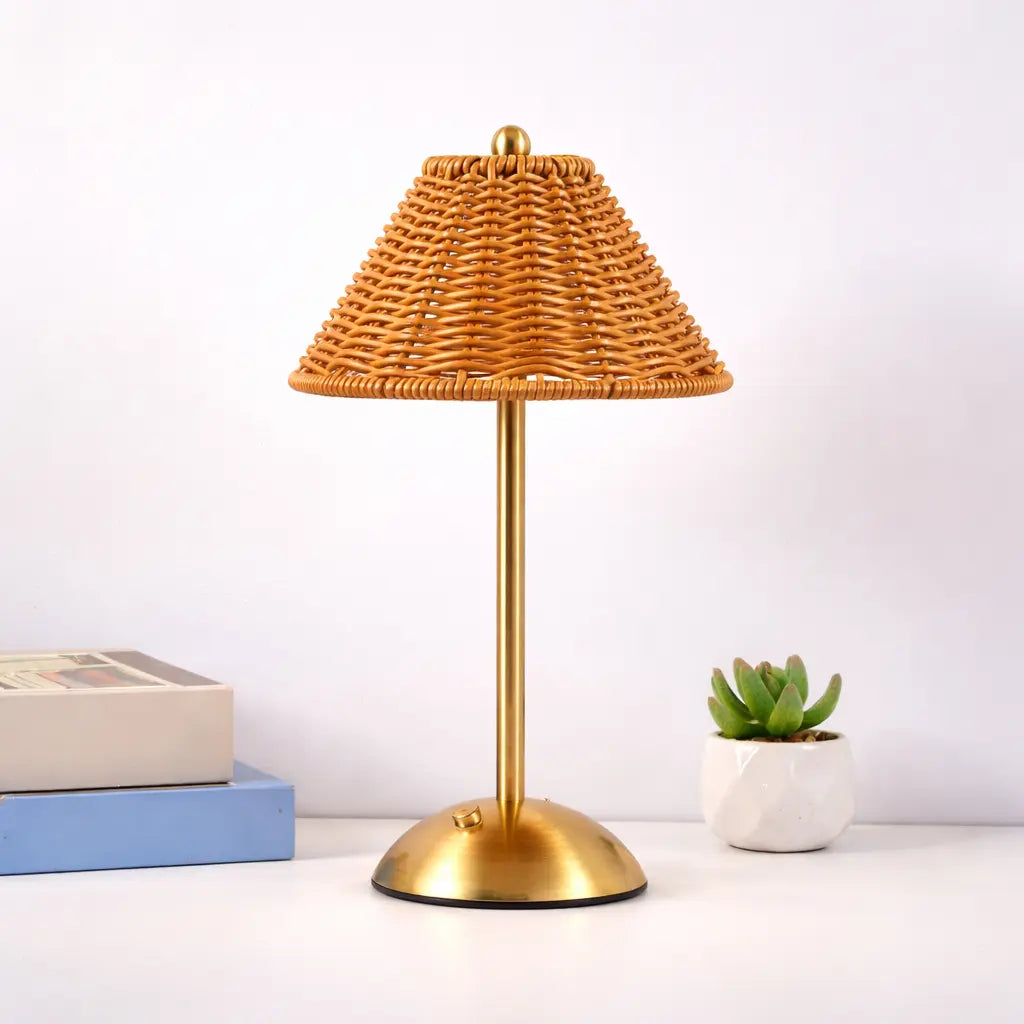 Imagem 10 de 10 de Abajur Luminária De Mesa Rattan Minimalista Zenlart