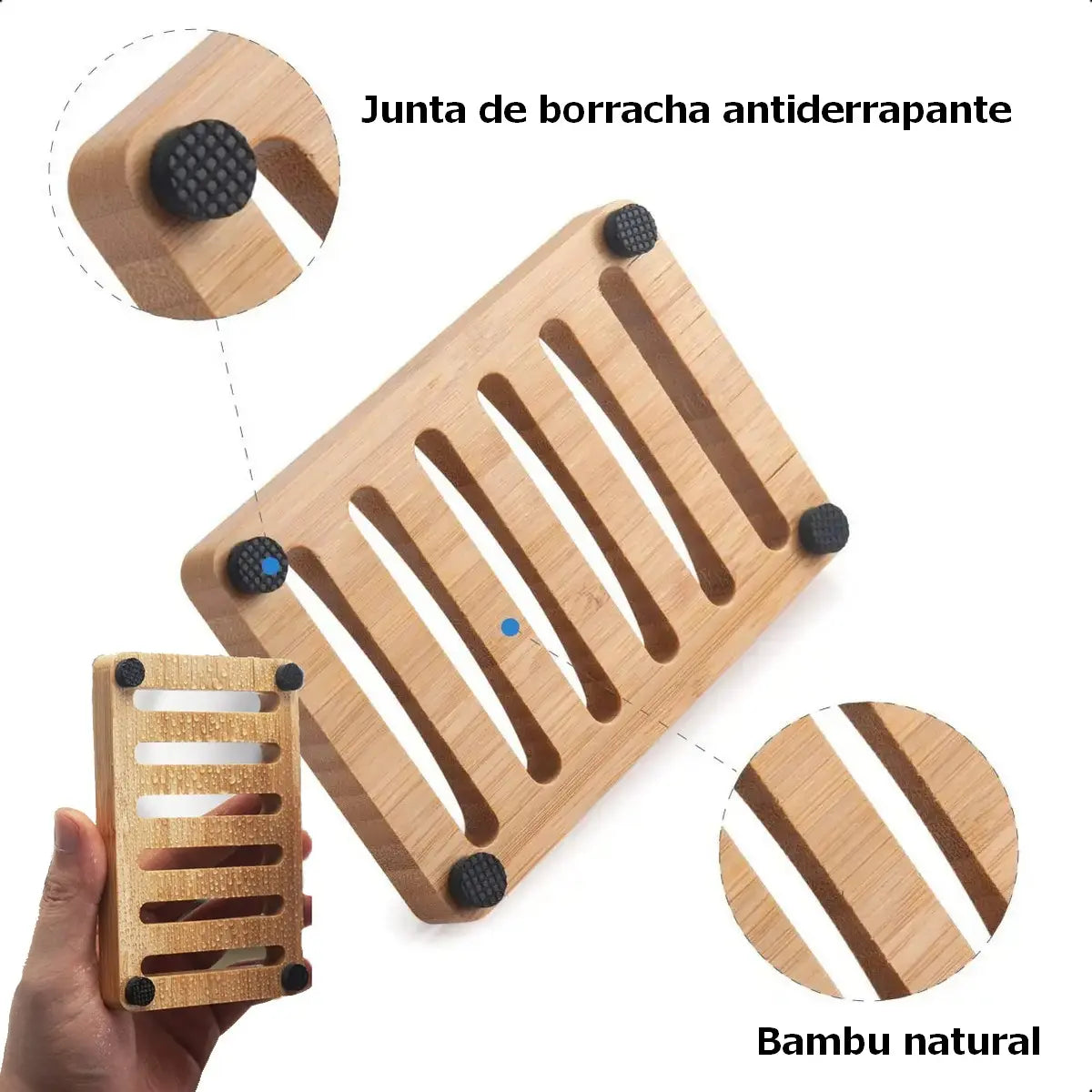 Saboneteira de Bambu para Banheiro Zenlart