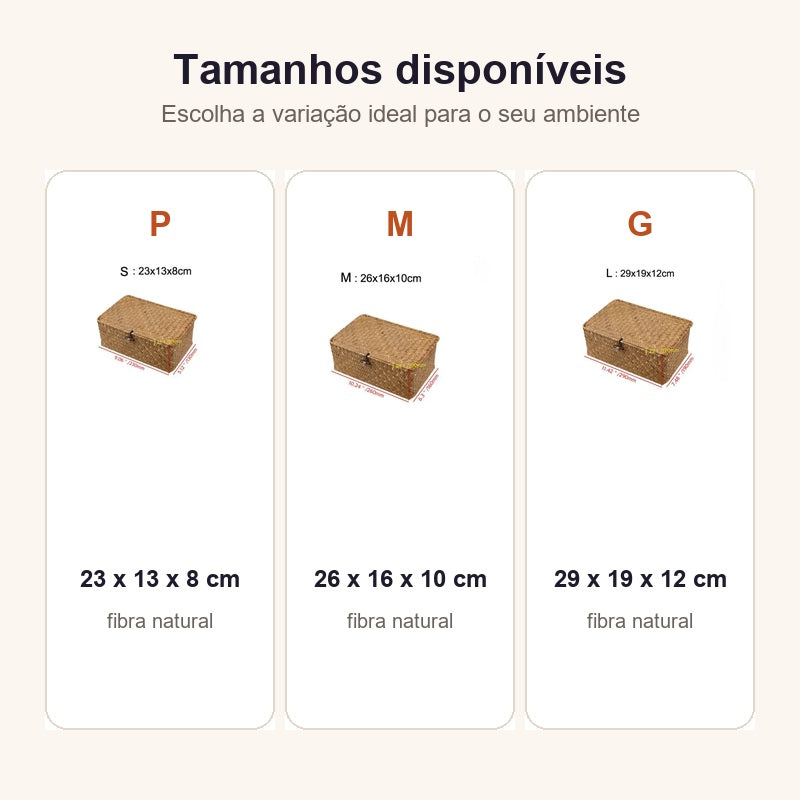 Cesto organizador de fibra natural Zenlart - tamanhos P, M e G