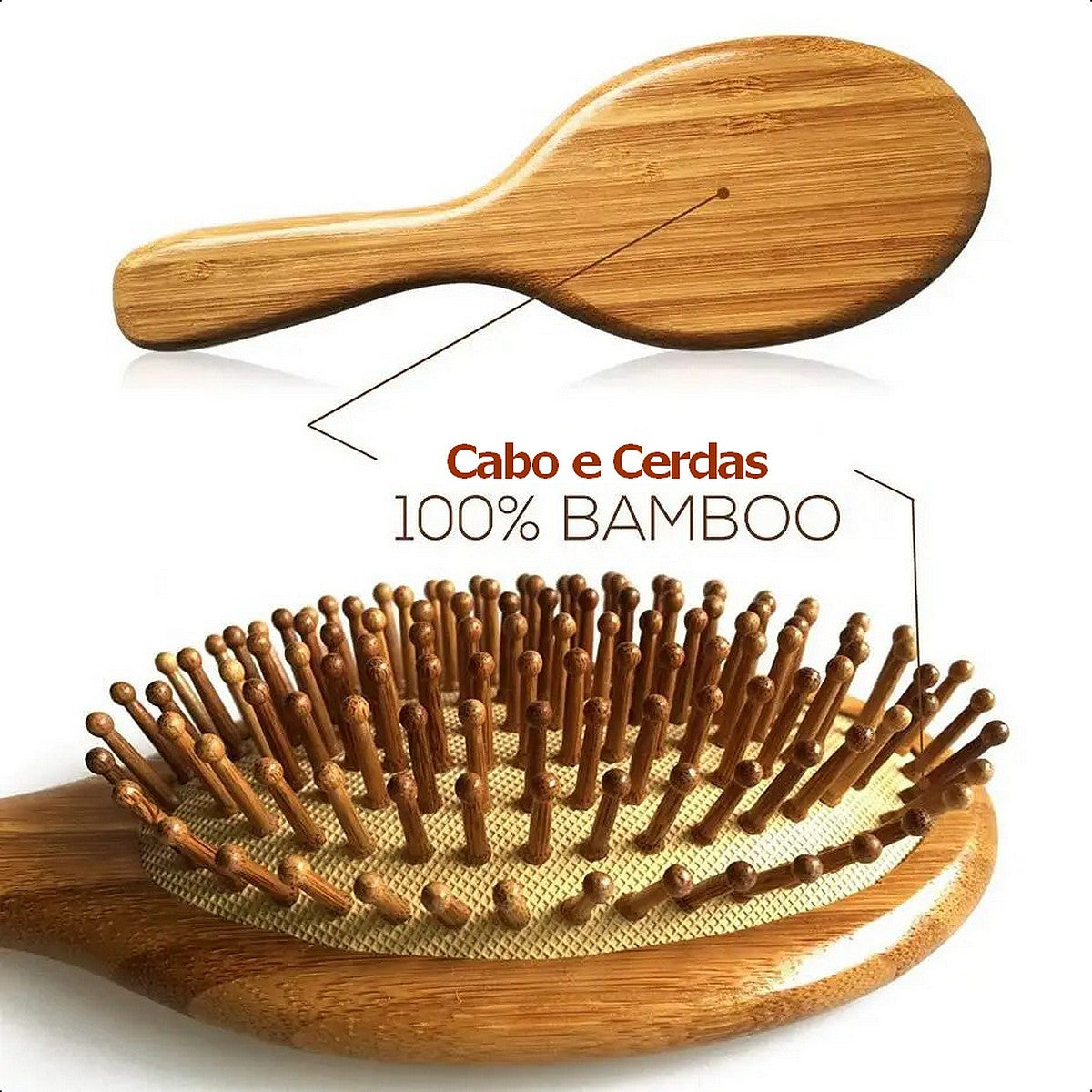 Escova de Cabelo e Barba Zenlart. 100% Bambu