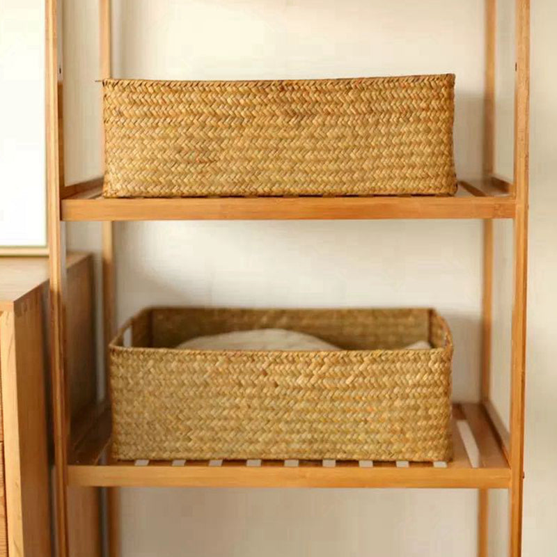 Cestos de fibra natural em prateleira Zenlart