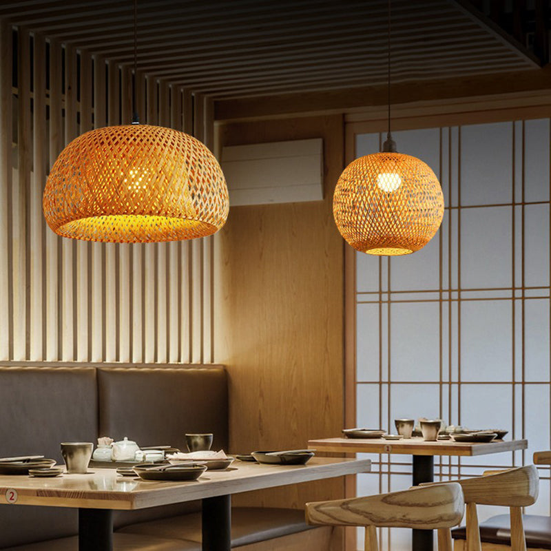 Luminaria pendente boho de rattan natural Zenlart