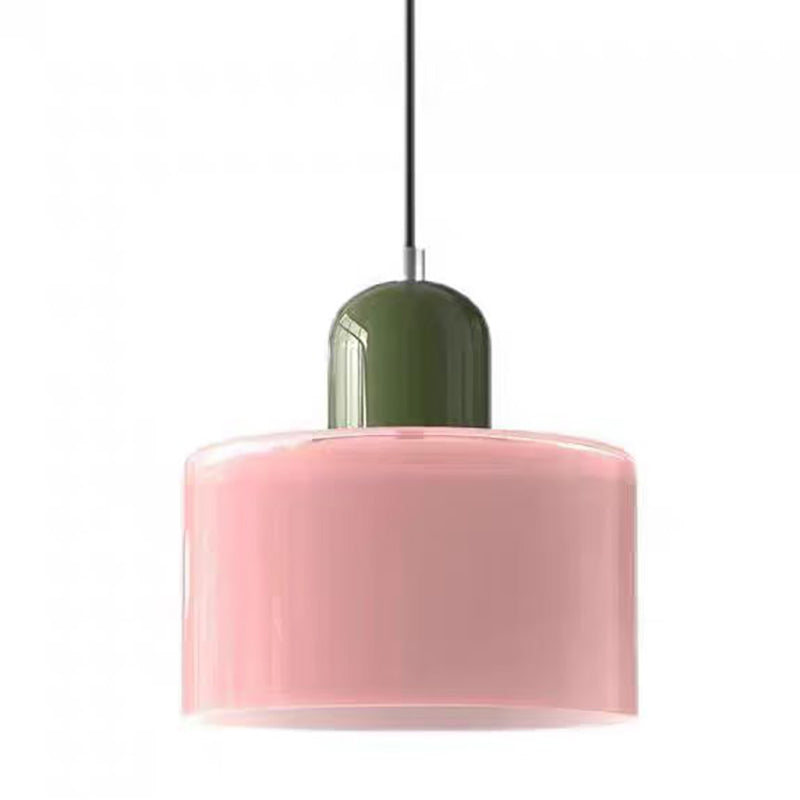 Luminaria pendente de vidro rosa Zenlart