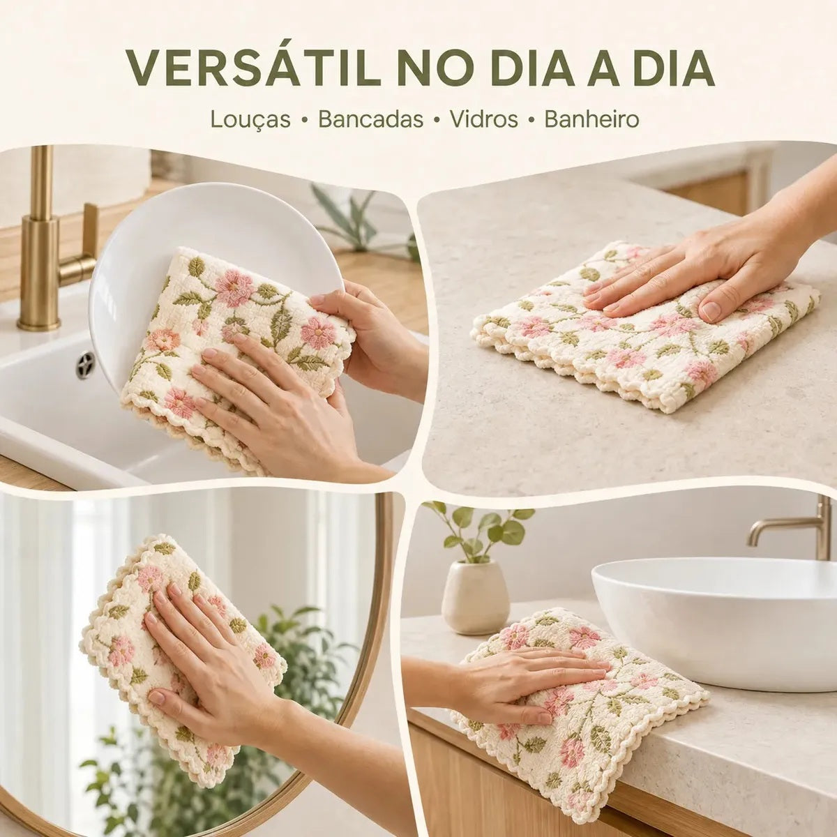 Kit 15 Panos de Limpeza Florais Superabsorventes Zenlart — imagem 7