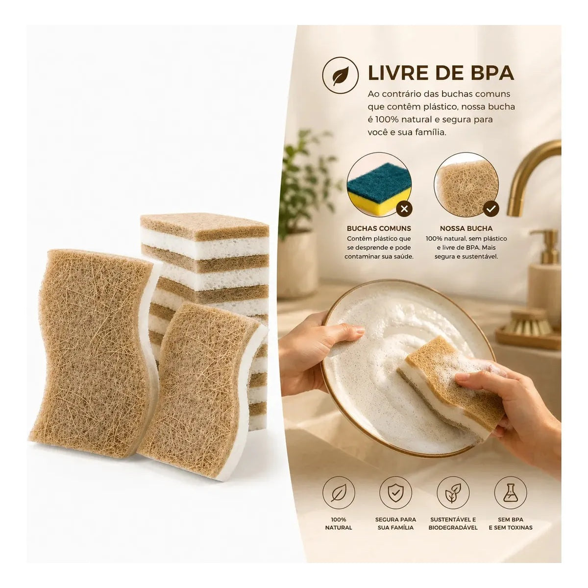 Kit 4 Esponjas Naturais de Celulose e Fibra de Coco Zenlart — imagem 8