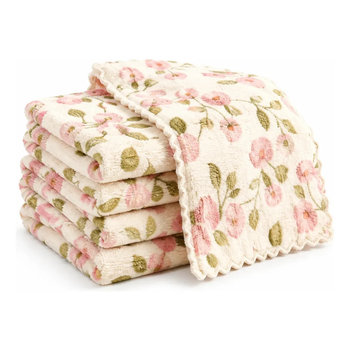 Kit 5 Panos de Limpeza Florais Superabsorventes Zenlart