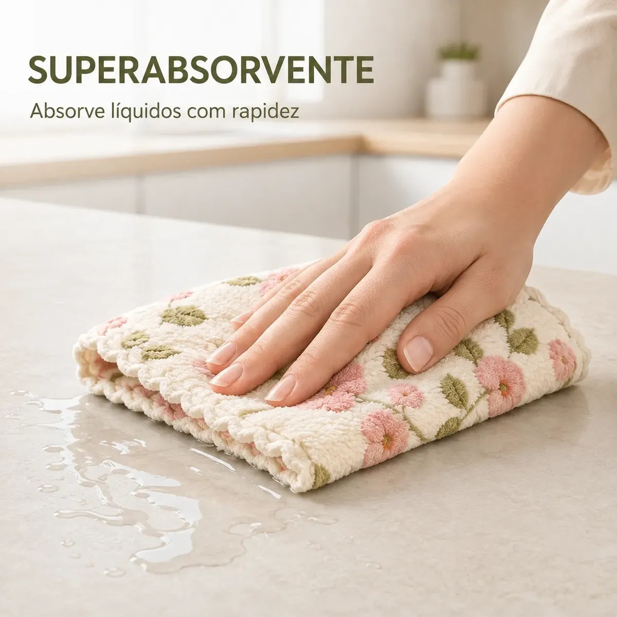 Kit 5 Panos de Limpeza Florais Superabsorventes Zenlart — imagem 2