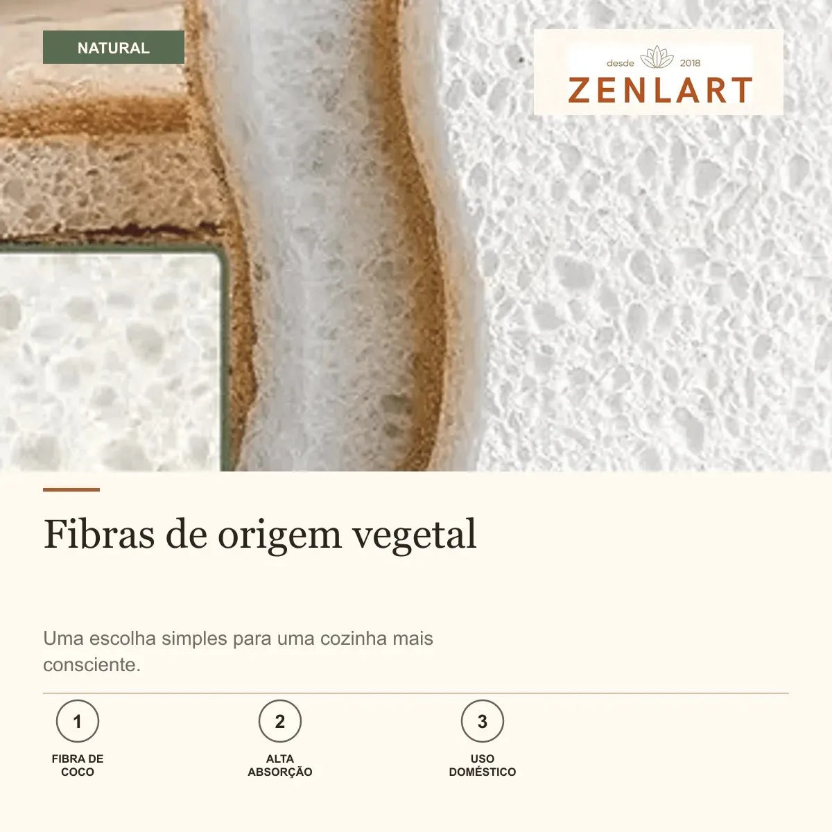 Kit 6 Esponjas Naturais de Celulose e Fibra de Coco Zenlart — imagem 3