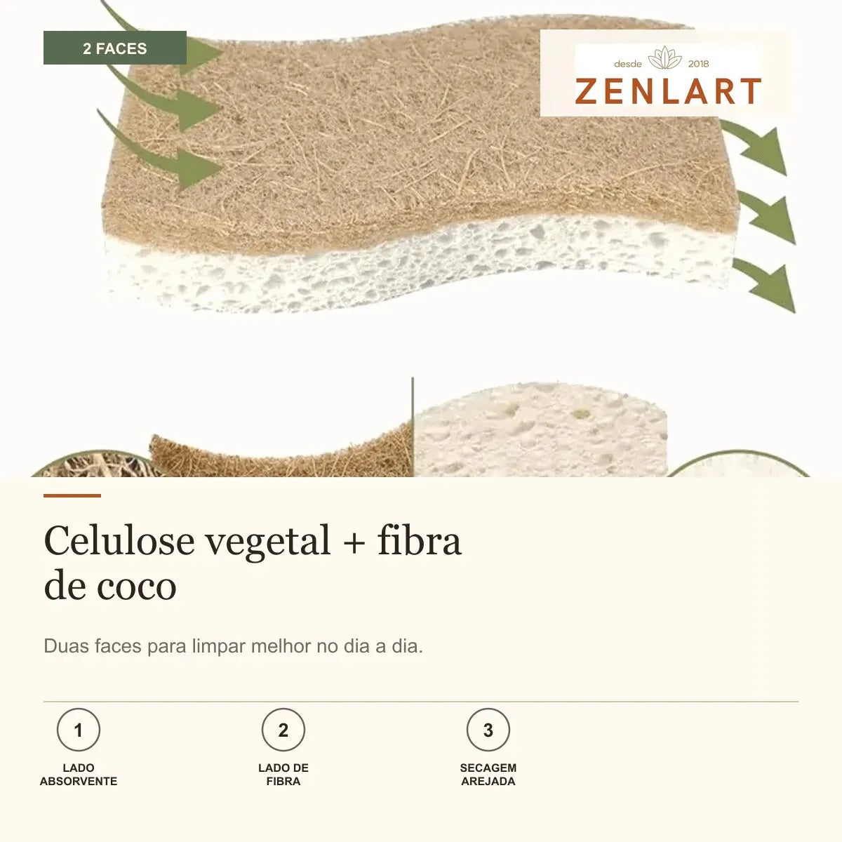 Kit 6 Esponjas Naturais de Celulose e Fibra de Coco Zenlart — imagem 5