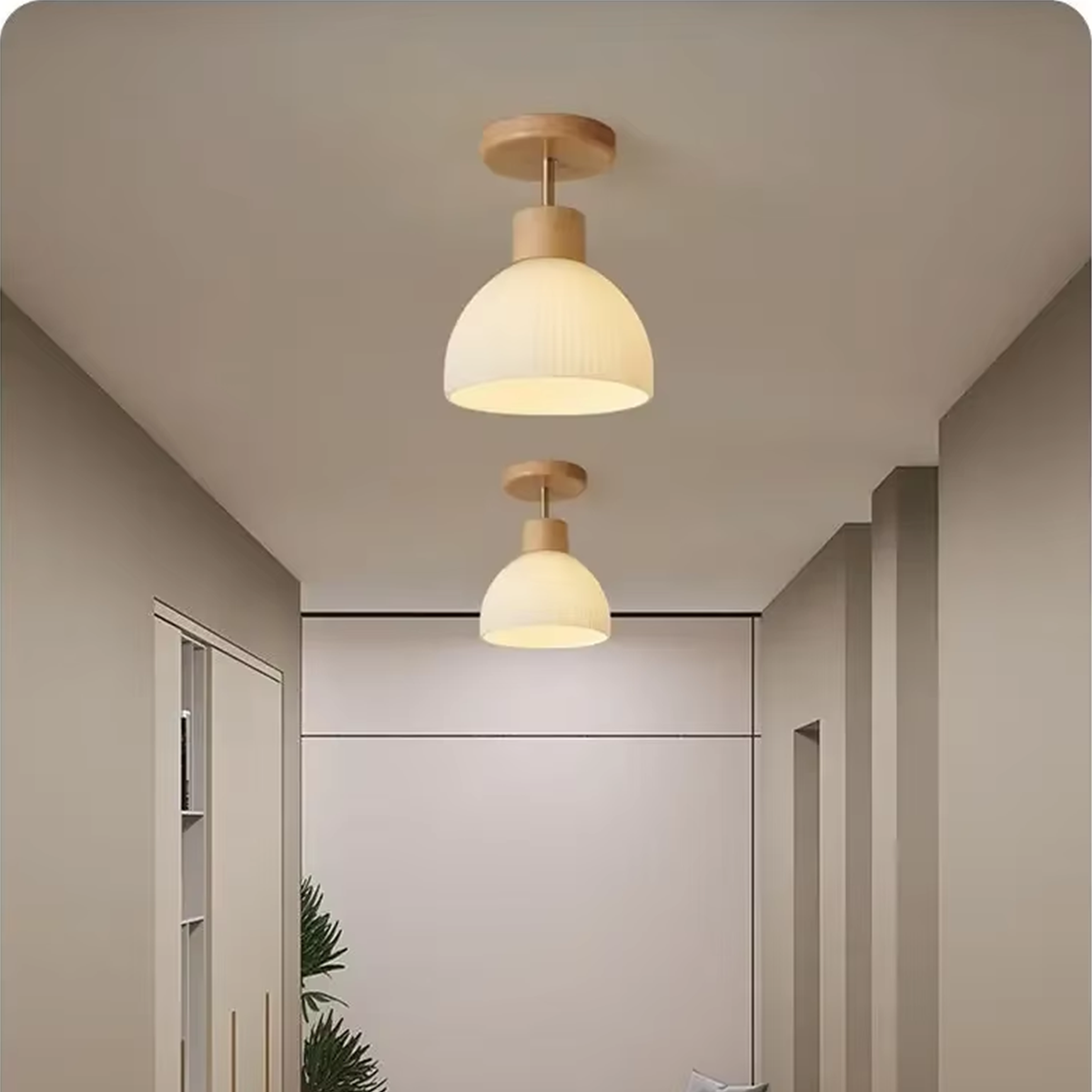 Luminaria Pendente Nordica Japandi Zenlart instalada em ambiente clean