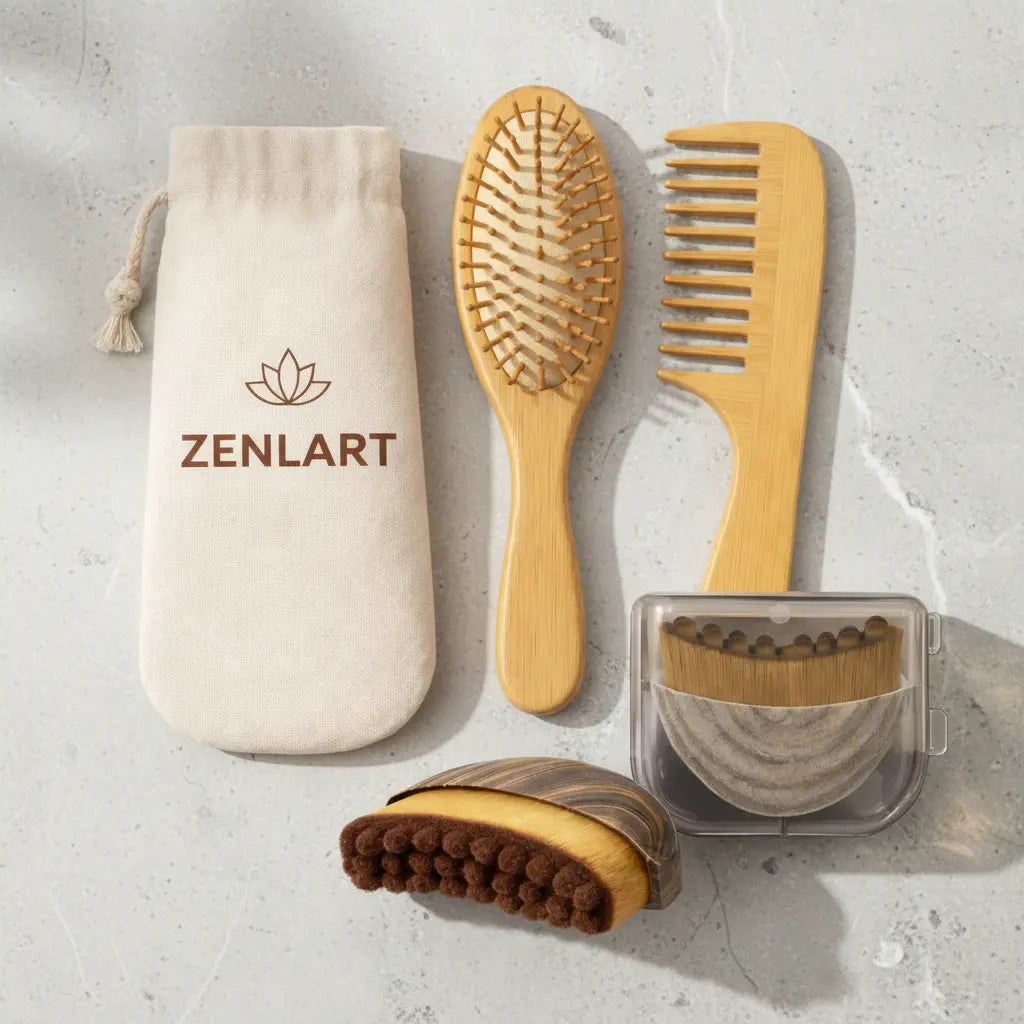 Kit com escova de cabelo pente escova facial e bag Zenlart